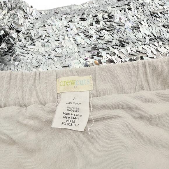 Crewcuts Silver Sequin Knit Mini Skirt Girls 8 Swifty Holiday Party Glam Lined - Picture 4 of 6
